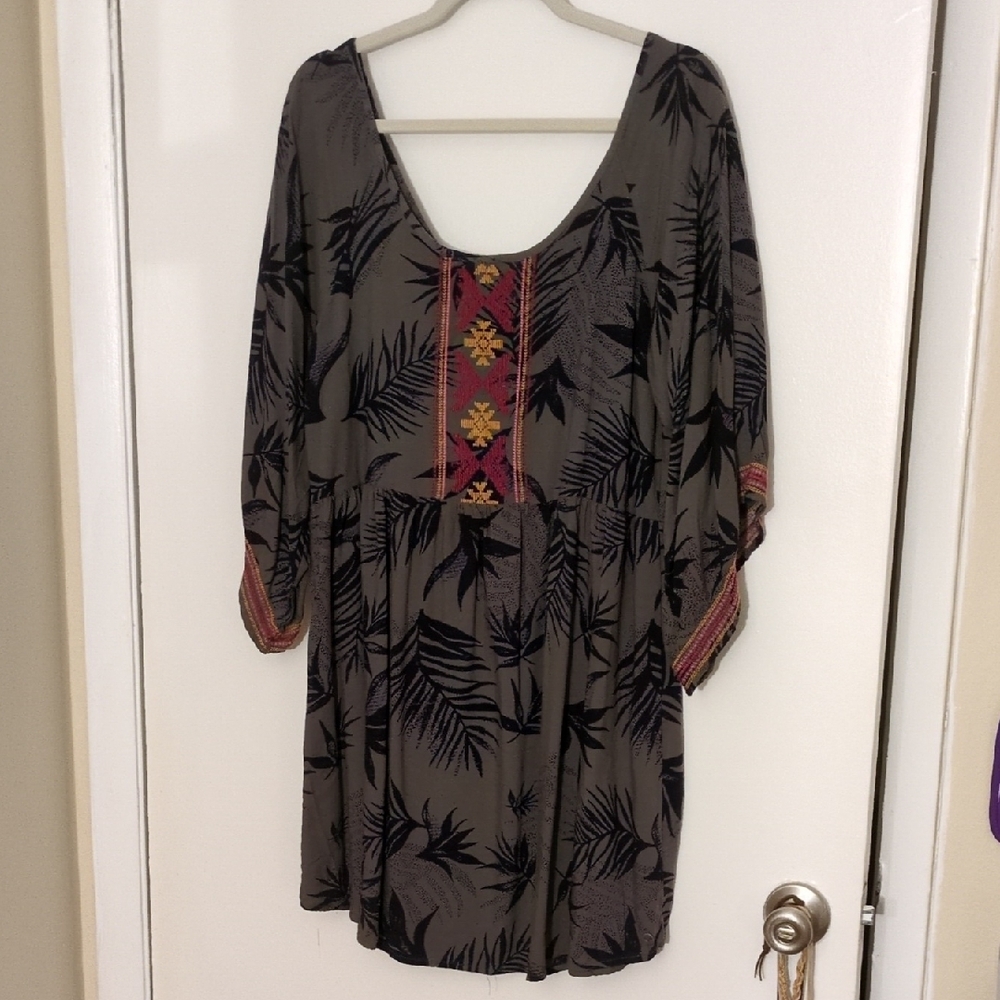 Roxy 'Sunset City' embroidered dress in Indo Floral Dusty Olive color Jr XL